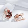 Уникальный дизайн Цвет розового золота Английские серьги для женщин Красные натуральные цирконы Аксессуары Этнические Свадебные Повседневные украшения