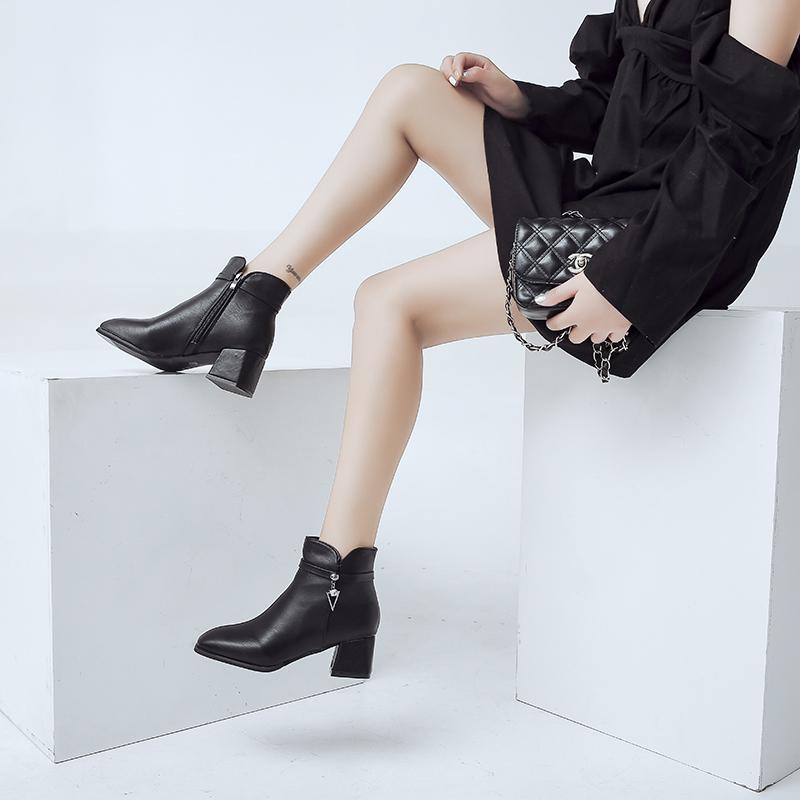 Женские бархатные теплые модные сексуальные высокие сапоги модные кожаные сапоги на толстом каблуке однотонные повседневные женские туфли