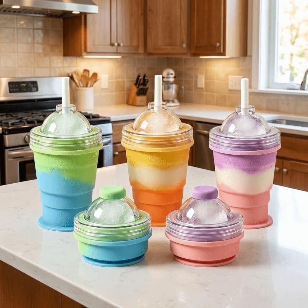 Silicone Foldable Ice Ball Cup Food Grade Collapsible Silicone Cup Portable Travel Tumbler  Office