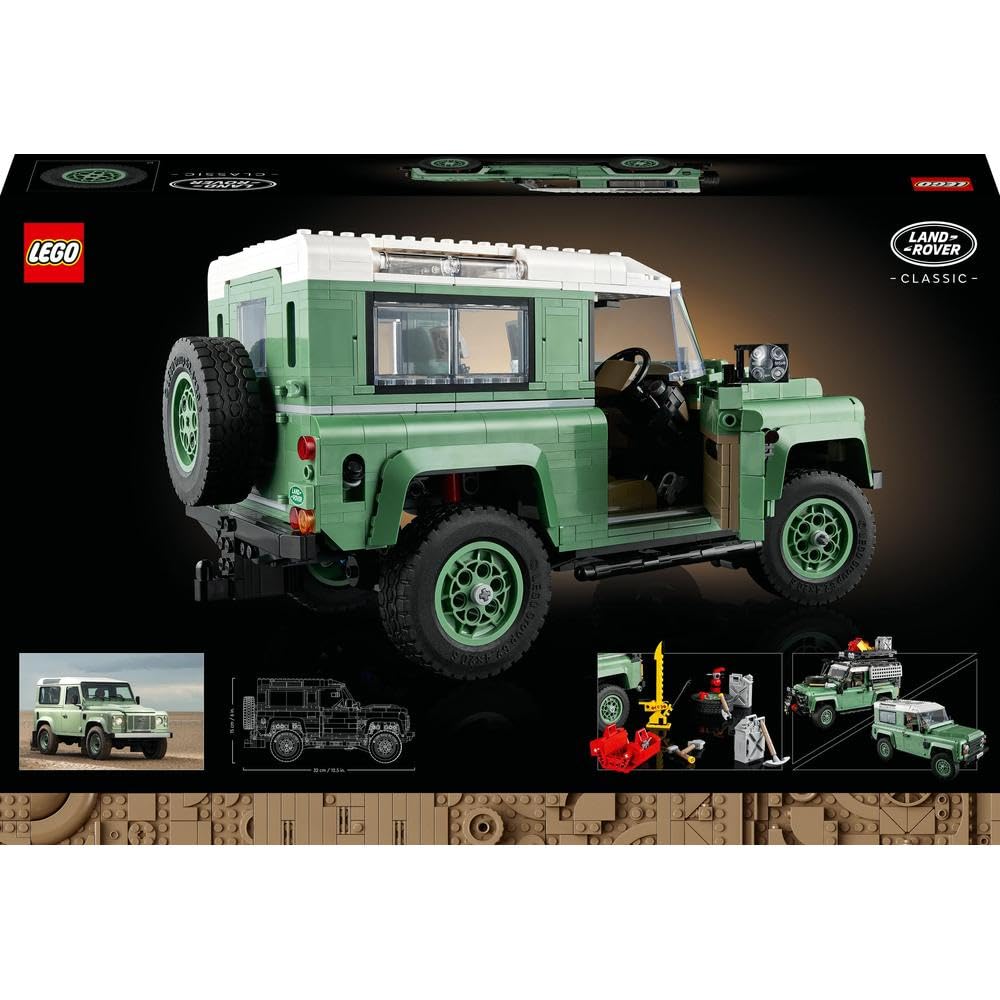 LEGO Icon Land Rover Classic Defender 90 10317 Набор для сборки модели автомобиля для взрослых и любителей классических автомобилей. Захватывающий проект на основе Icon Great
