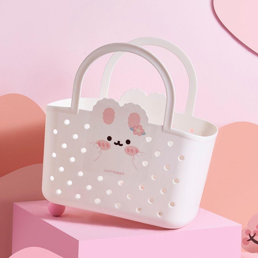 Soft Material Storage Basket Drainable Design Handheld Basket Bath Basket Dormitory Living