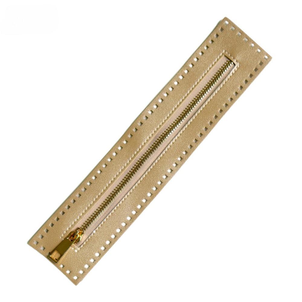 27см ПУ Ремешок Молния Золотистый Металл DIY Вязание Крючком Аксессуары для Сумок Ручной Работы