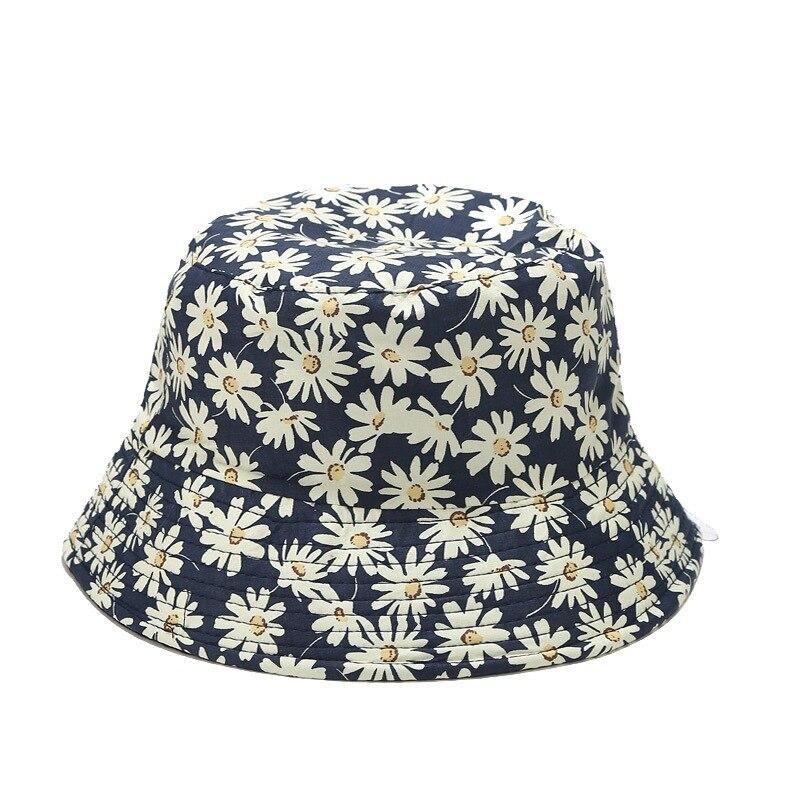 Double-sided Wearable Daisies Bucket Hat Men Women Caps Summer Panama Fold Sun Fishing Fisherman Hat