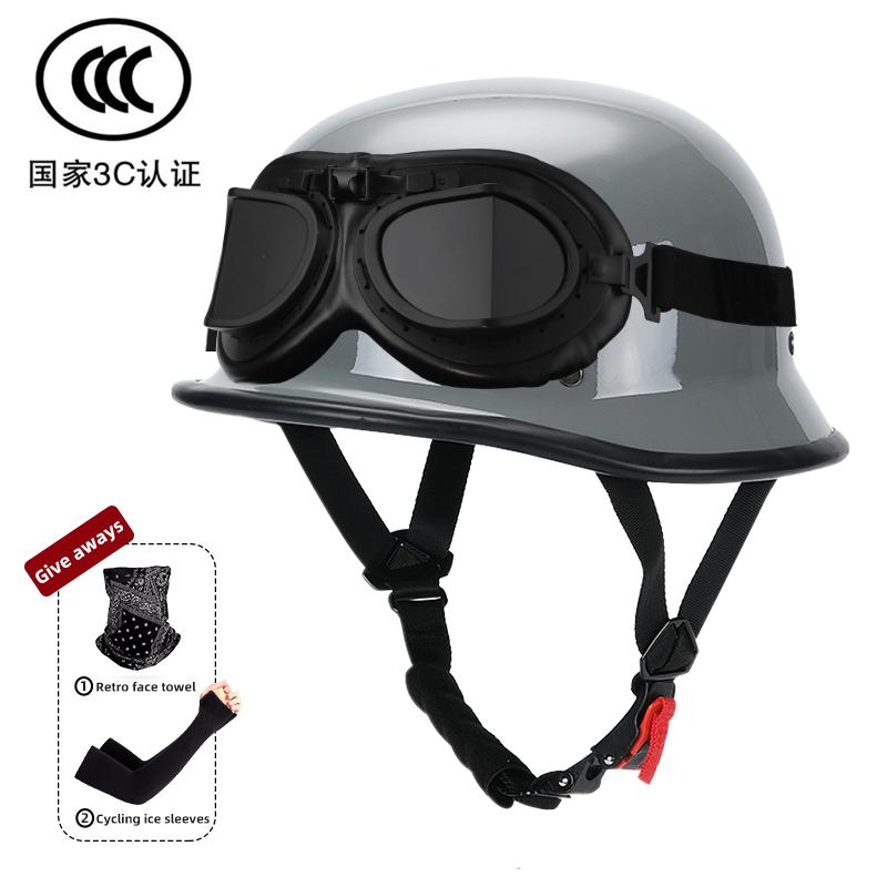 Мотоциклетный шлем для мужчин летом, ретро полушлем Harley для электромобиля, солдатский принц в немецком стиле, круизный автомобиль, на четыре сезона