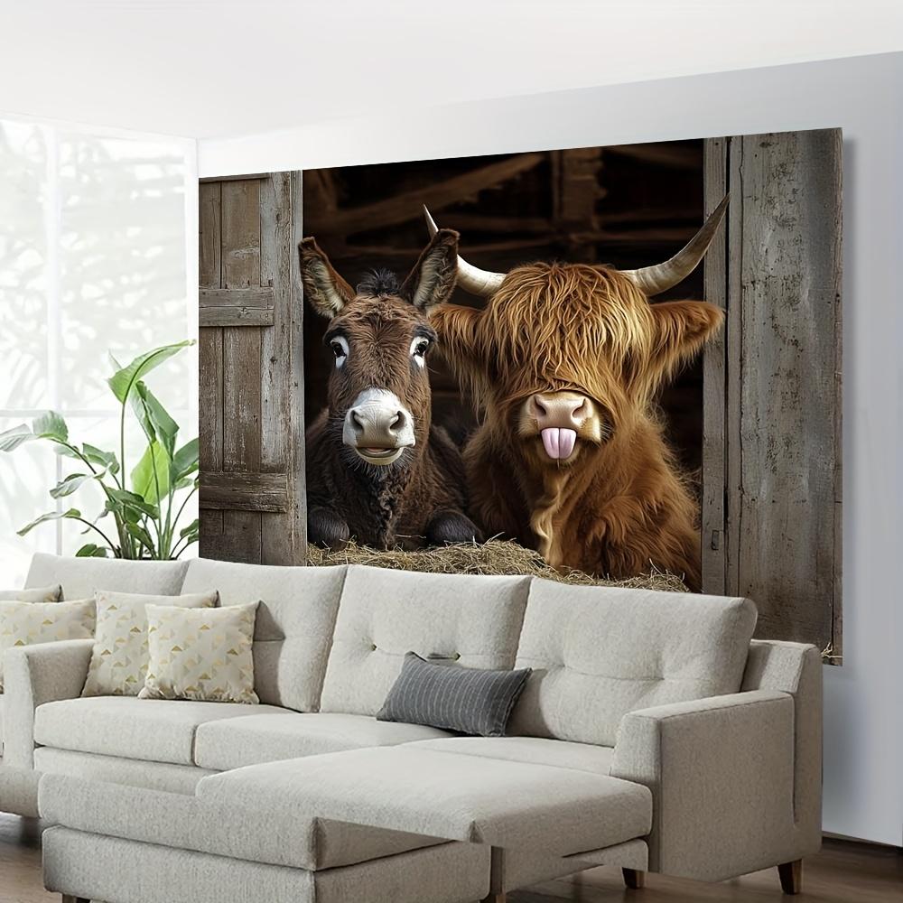 1Pcs Rustic Farmhouse Highland Cow Decoration Background Backdrop For Photo Studio Photo Booth Party