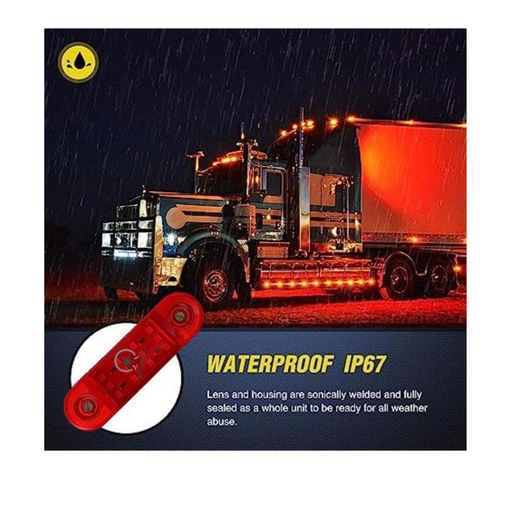 10-Pack RED LED Side Marker Clearance Lamp Heavy Truck Lighting led marker lights trailer, 12V Trailer Marker Light Red LED Trailer Lights Marker