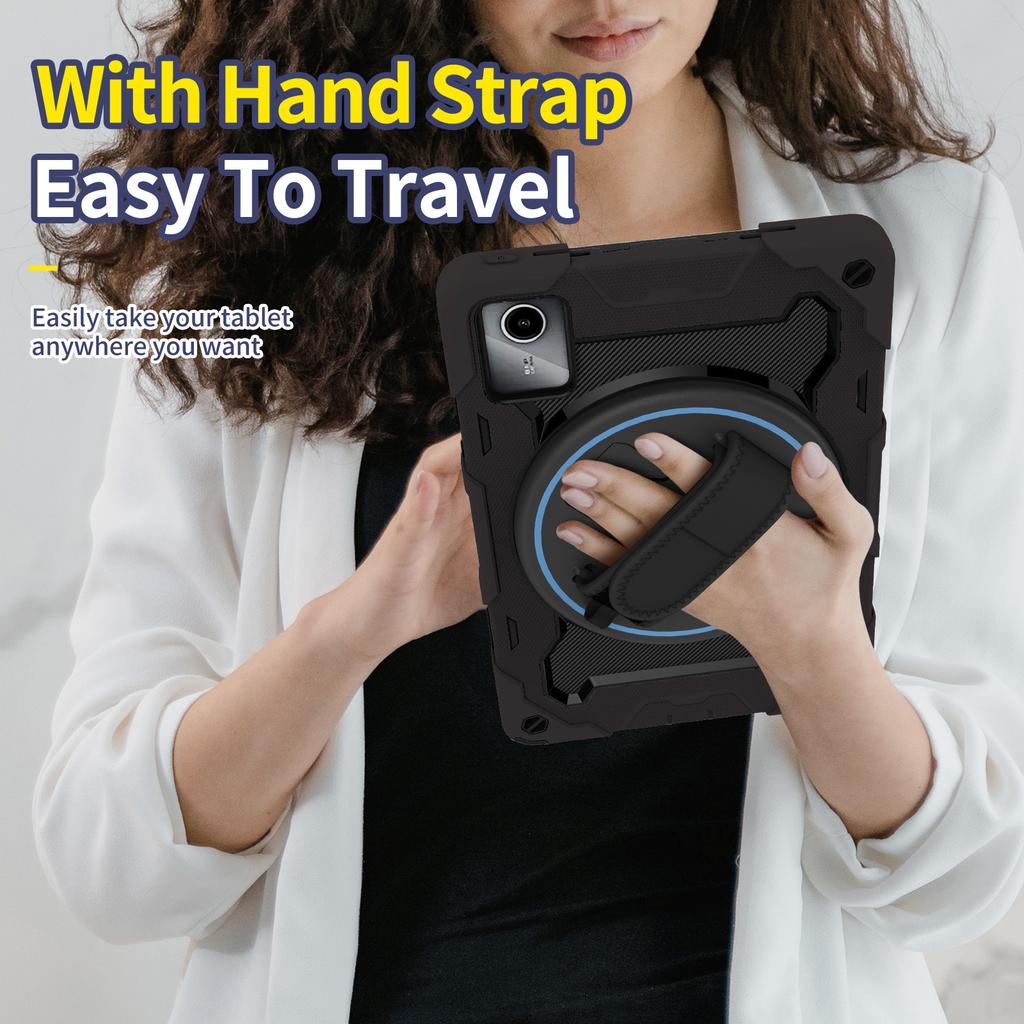 Rotating Rugged Case for Lenovo Xiaoxin Pad 2024 Tab M11 TB-330FU TB-331FC Armor Cover with Hand Strap 3-Layers Protection Funda