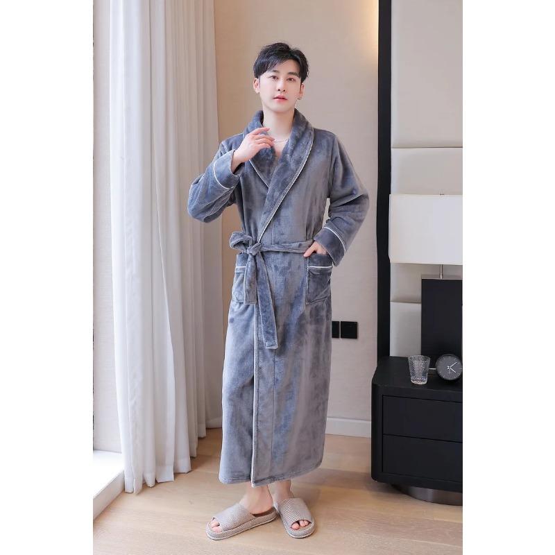 Мужские и женские зимние теплые халаты, пушистый флисовый халат, длинная пижама, домашний халат, пушистый халат для отеля и спа