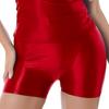 Womens Mid Rise Glossy Shorts Stretchy Waist Multi-Purpose Homewear