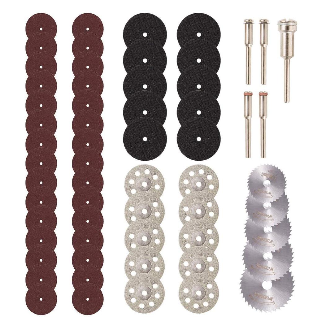 60pcs Cutting Wheel Set for Rotary Tool Including 545 Diamond Cutting Wheels HSS Circular Saw Blades Resin Cutting Disc Mandrels