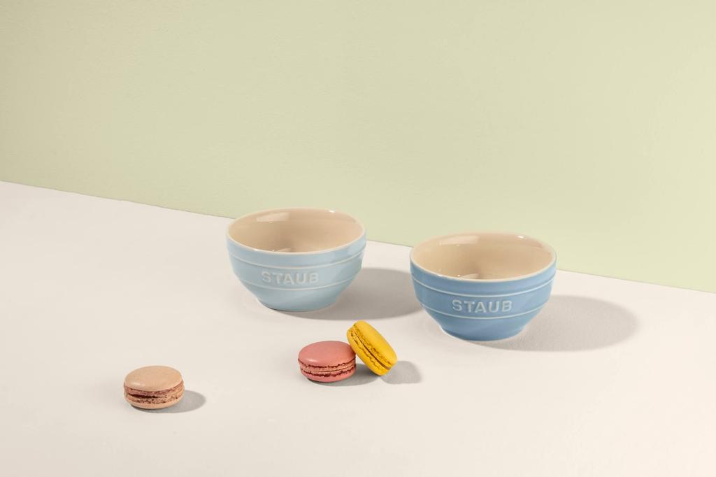 Staub Ceramic Macaron Set of Japanese Ceramic Bowl Bowls, 12cm, Blue, 2, Microwave-Safe [Official Product] Z1023-686