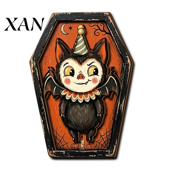 Vintage Style Halloween Ornaments Wooden Decor, Cat Mummy Skeleton Figurines, Spooky Party Supplies Fall Farmhouse Tabletop Centerpiece for