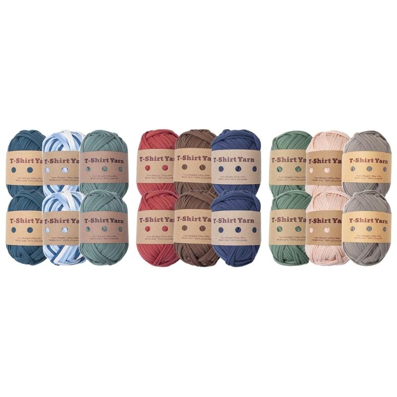 6 шт. Трикотажная пряжа Эластичная ткань Пряжа для вязания крючком для DIY вязания, Пряжа-спагетти Толстая пряжа для ручного вязания сумки