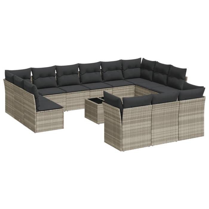 VidaXL Salon de Jardin avec Coussins 14 pcs, Canapés avec Pieds Réglables, Ensemble de Meubles d'Extérieur Patio Terrasse, 3250301