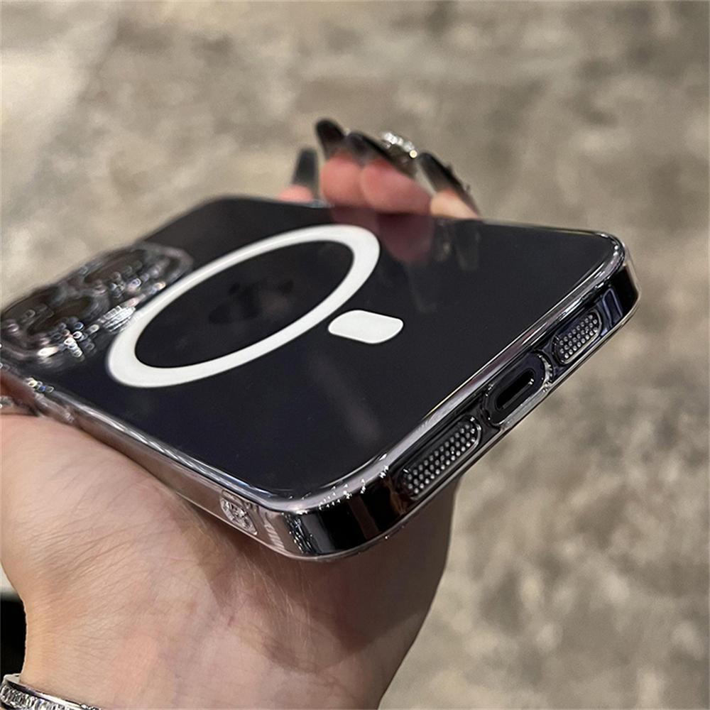 Оригинальный прозрачный чехол для беспроводной зарядки Magsafe с магнитным покрытием для iPhone 15 14 13 12 16 Pro Max Plus, жесткий акриловый чехол