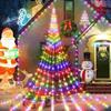 Cross-Border LED Colored Waterfall String Lights for Outdoor Christmas Tree Decoration.