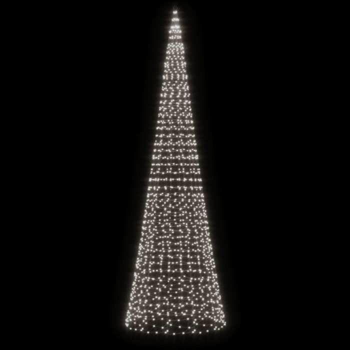 VidaXL LED Christmas Tree On Flagpole 1534 LEDs White 500 Cm, Christmas Decoration, LED Light, Christmas Light 358117