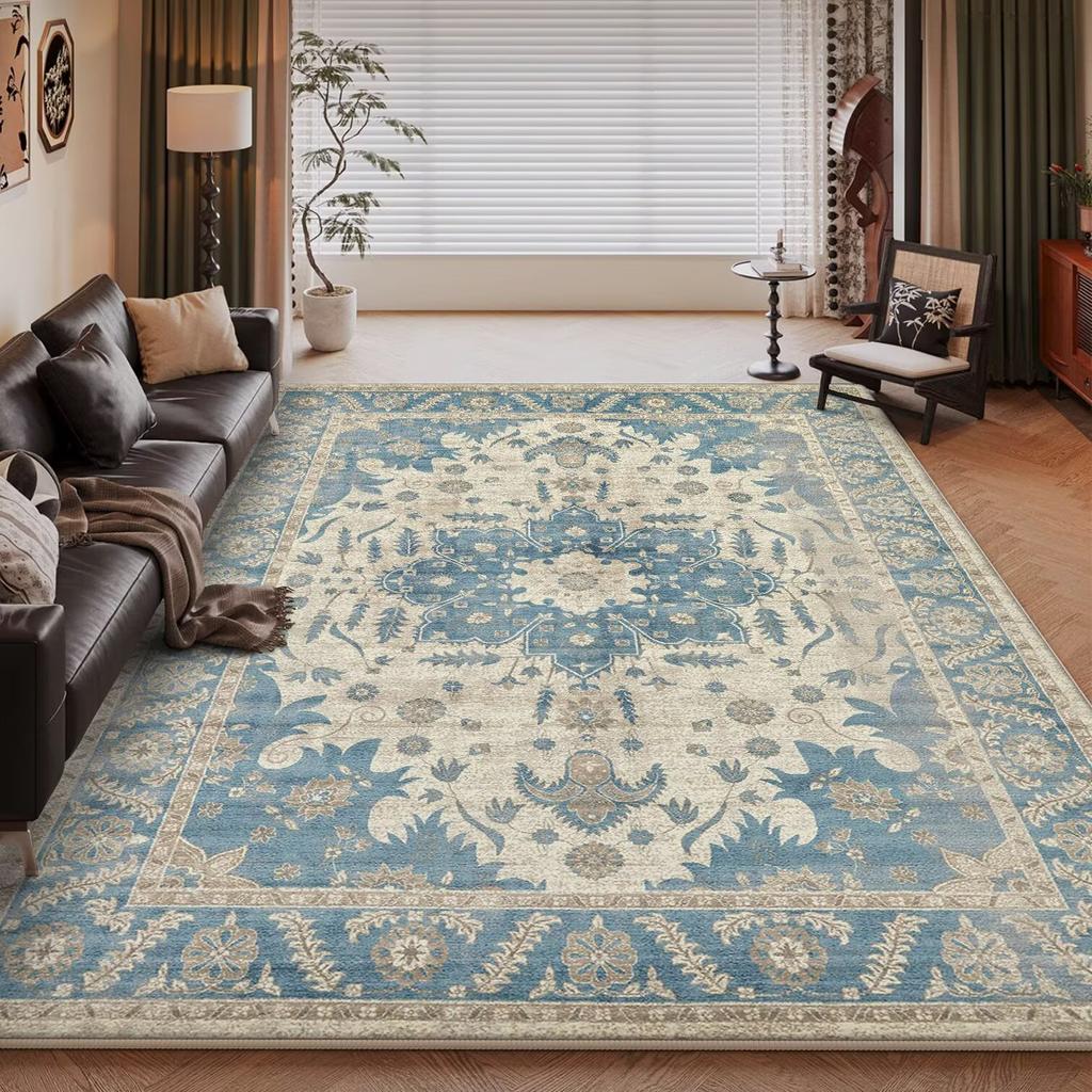 Persian Retro Soft Carpet Plush Floor Mats Non-slip Easy Clean Large Area Rug for Living Room Bedroom Home Decoration