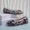 Мода 2024 года. Уличные туфли на плоской подошве с ручной росписью. Осенние новые модные повседневные туфли в китайском стиле с принтом. Модные универсальные лоферы.