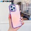 KEYSION Модный цветной лазерный градиентный чехол для телефона iPhone 16 Pro Max Мягкий ударопрочный задний чехол из ТПУ+ПК для iPhone 16 Plus