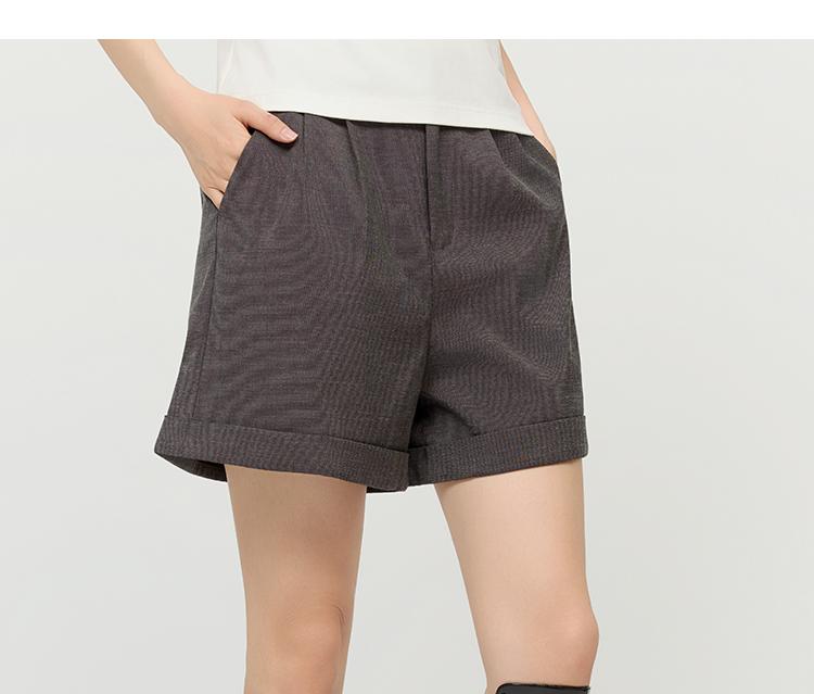 [Same as in the mall] Fashionable, simple, loose fitting suit shorts for women, casual, relaxed, high waisted, versatile, casual wide leg pants
