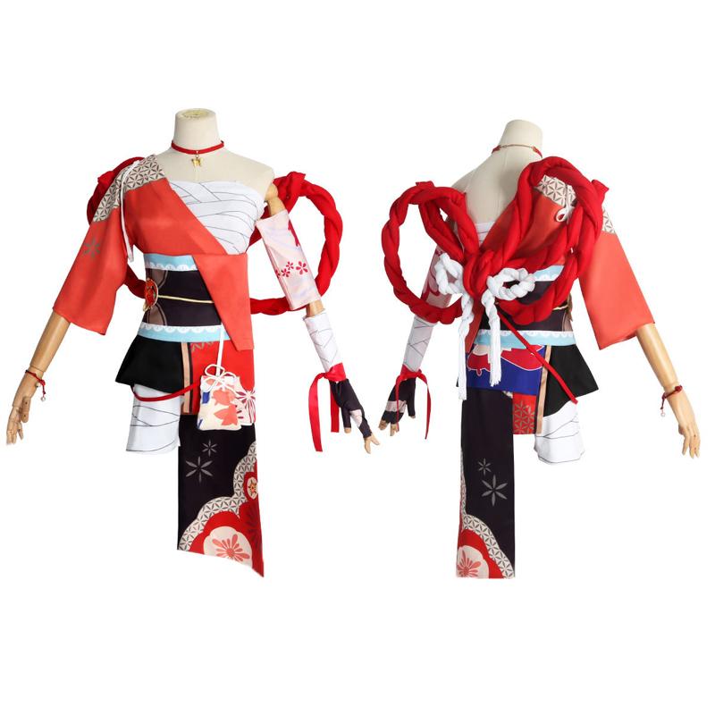   Yoimiya Косплей Костюм Хэллоуин Карнавал Вечерние Аниме Косплей Костюм Реквизит Ювелирные Изделия Парик