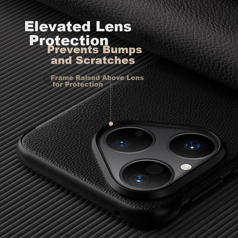 Huawei Pura80Pro Phone Case P80Pro Full Coverage Soft TPU Leather Flip Window Sleep Business Cover Noble Black