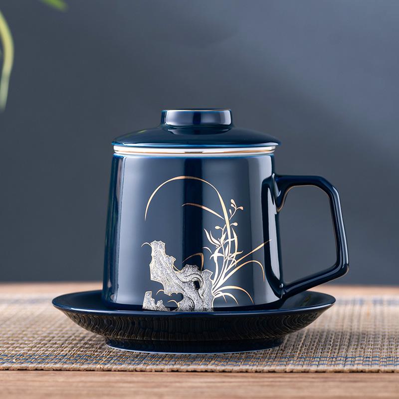 GIANXI China Guofeng High-grade Heat-resistant Ceramic Teacup Pu 'er Water Separation Cup Teacup Household Kung Fu Tea Set