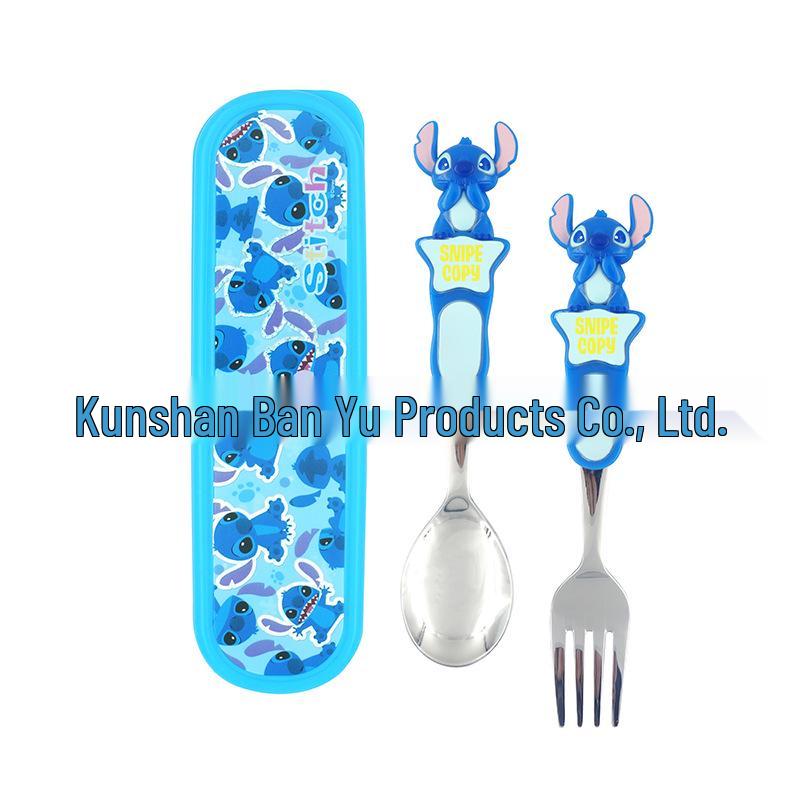 Мультяшная детская ложка для кормления из нержавеющей стали с портативной коробкой
