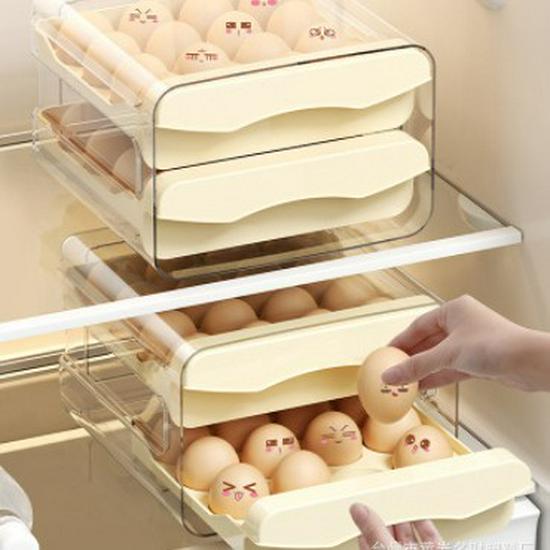 Double-Layer Stackable Refrigerator Egg Storage Drawer Box