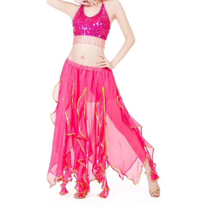 Костюм для восточных танцев для женщин Юбка для belly dance Шифоновая макси-юбка с оборками Наряд для танцовщицы живота Костюмы на Хэллоуин