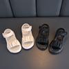 Children Pleated Sandals Girls Solid Color Simple Versatile 2024 Summer Classic Kids Casual Sandals Toddler Open-toe Beach Shoes