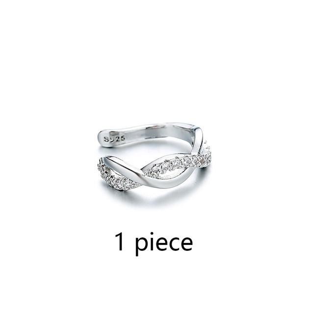 ANENJERY Геометрические многослойные цирконовые волнистые серьги-клипсы для женщин, крутые клипсы-крючки без ушных отверстий, вечерние ювелирные изделия, манжеты для ушей