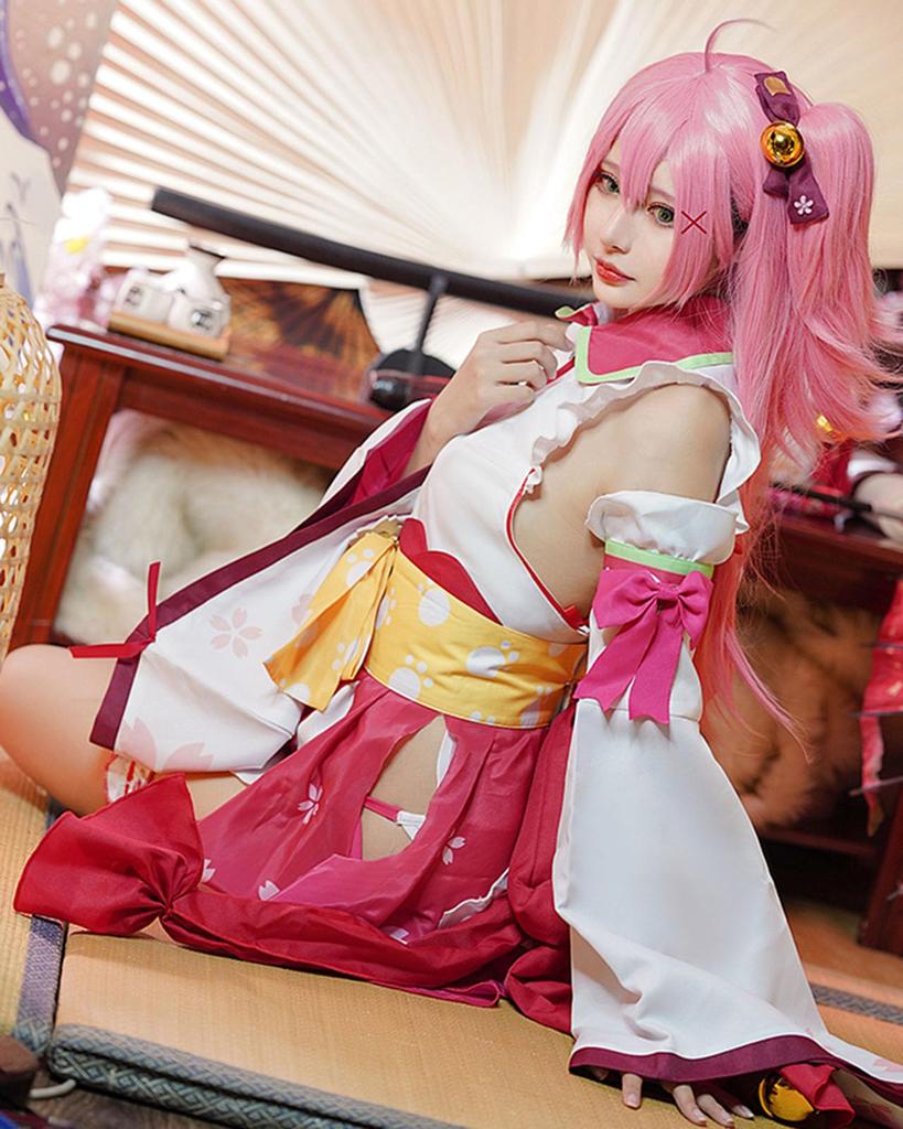 [Milky Time] Hololive Сакура Мико Косплей Хэллоуин Кимоно Жрица