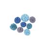 Assorted Soft Tulle Pompons, Blue-grey Tones, Ø4cm+ø5cm, Box of 8 Pcs