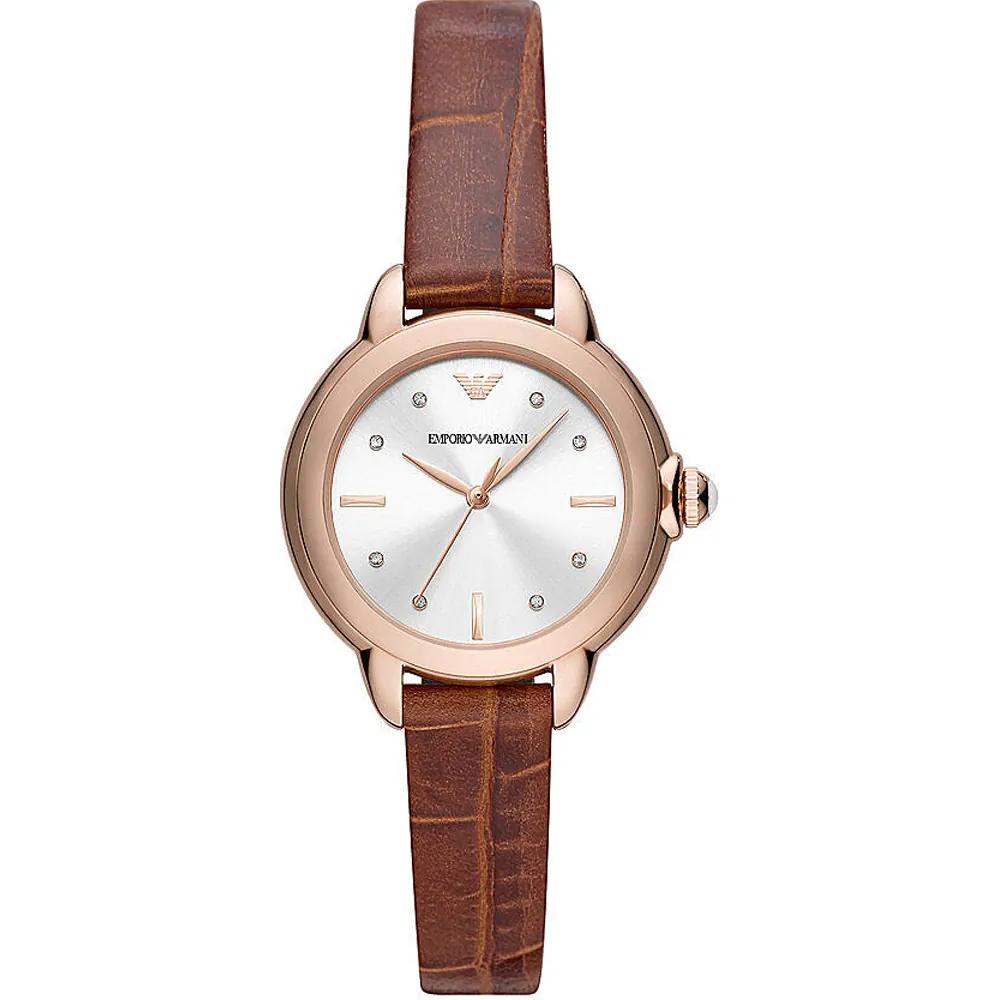 Emporio Armani Женские кварцевые часы Mia AR11525 из серебристой кожи