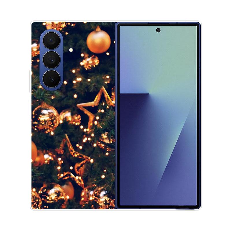 Christmas Painted Phone Case For Samsung Galaxy Z Fold 7 6 5 4 3 2 Fold7 Fold6 Fold5 Fold4 Transparent Hard PC Protect Cover