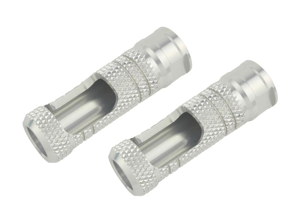 POSH FAITH 906013-03 Motorcycle Supplies, Aluminum Machined Step Bar Knurl, M8 Taps, 2 Pieces, Silver