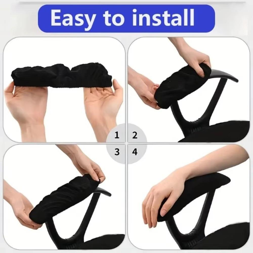 2Pcs/Set Jacquard Pattern Chair Armrest Cover Solid Color Rotating Chair Covers Armchair Covers