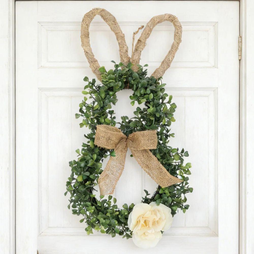 Linen Bow Easter Wreaths With Flower Artificial Wreath Front Door Wreath Window Decoration