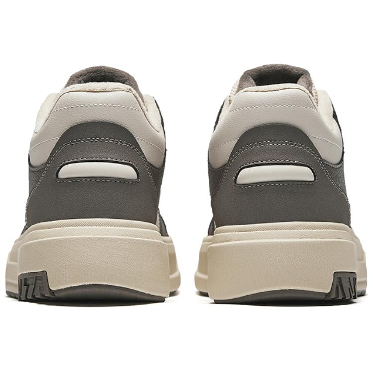 Anta Fleece Lined Comfortable Fashion Non-Slip Wear-Resistant Warm Mid-Top Sneakers Men Sneakers White Brown 112448920-3