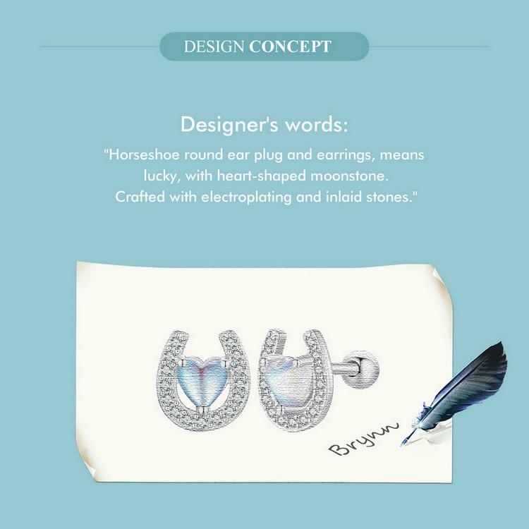 WOSTU Стерлингового серебра 925 пробы в форме сердца, подкова из лунного камня, круглые беруши и серьги для женщин, ювелирные изделия