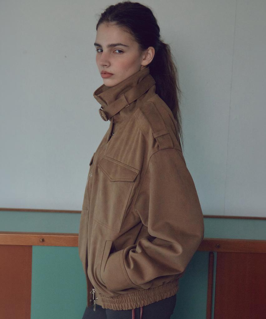 CITTA Suede High-Neck Epaulet Jacket_Cto160(Camel)