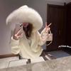 Womens Oversized Knit Cardigan With Hood Faux Fur Trim Long Sleeve Winter Casual Sweater Jacket