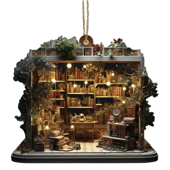 Рождественский книжный магазин Yousheng, украшение из акрила, сложенная книга, подвесное украшение, рождественская елка, книжный подарок для любителя книг, праздничный декор для дома в виде елки