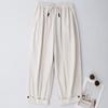 2025 лето новые однотонные хлопково-льняные брюки галифе женские повседневные универсальные свободные и тонкие корейская версия девятиточечные повседневные брюки