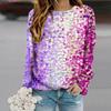 Tops For Women Gradient Glitter Print Round Neck Long Sleeve T-shirt Fall Casual Slim Pullover Women's Long Sleeve Top
