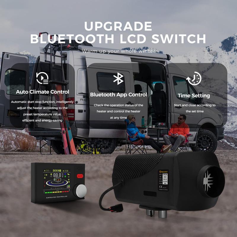 8KW 12V&24V Ultra Quiet Diesel Night Heater Diesel Air Heater With Bluetooth App/LCD Display/Remote Control For Motorhome Garage