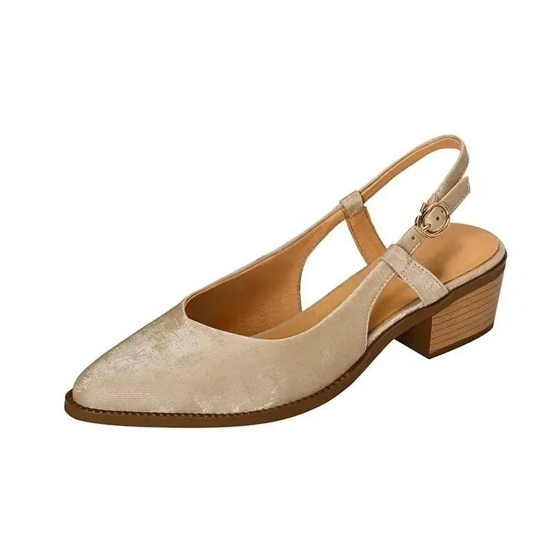 Туфли-лодочки из кожи на высоком каблуке для женщин Босоножки на каблуке весна-лето Модная обувь Комфорт для женщин