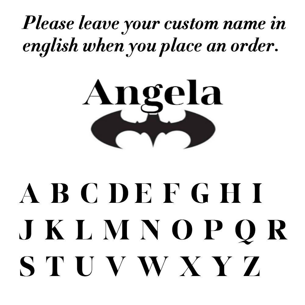 Jeshayuan Custom Bat Name Necklace Custom Gothic Name Necklace For Women Old English Font Name Necklace with Bat For Men